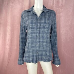 Vince Mens 100% Cotton Blue Plaid Button Down Shirt Size Small Gauze Classic Fit
